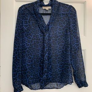 Black & Blue Leopard Blouse